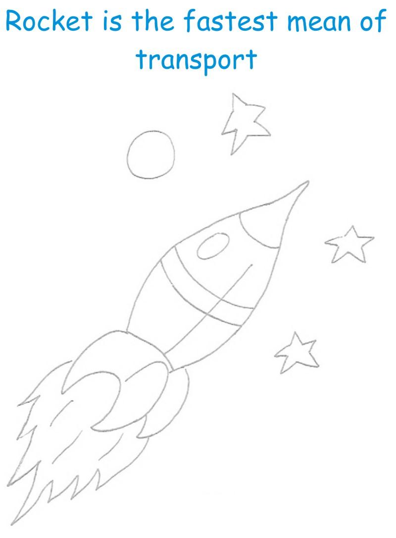 Rocket printable coloring worksheet for kids
