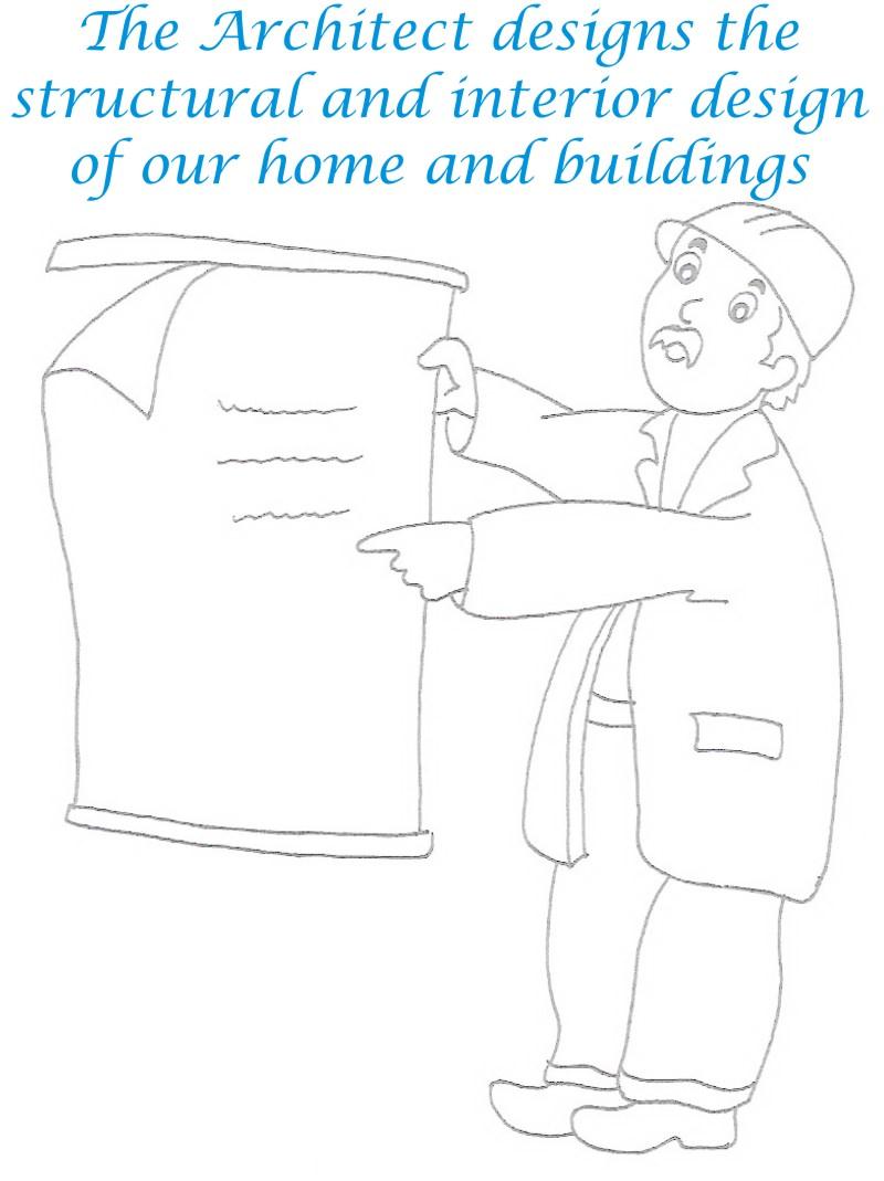 Architect coloring printable page for kids