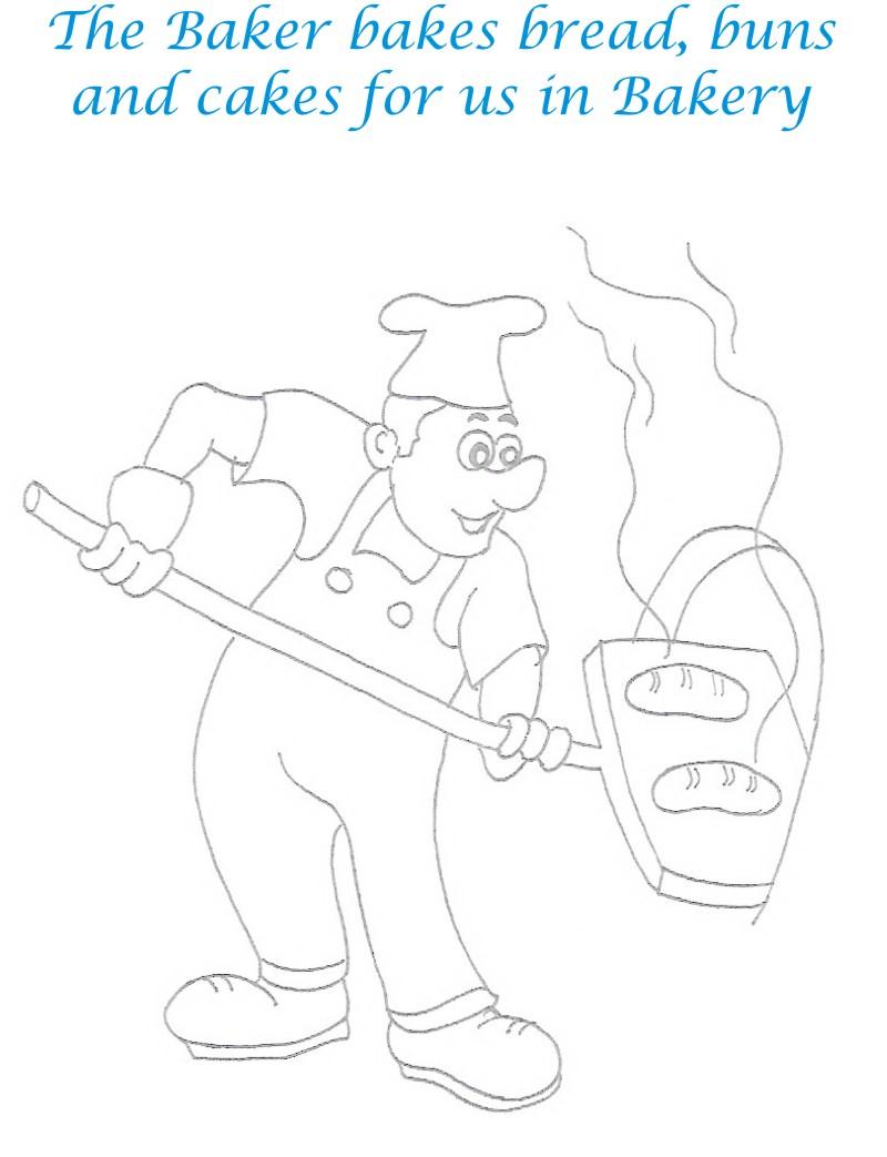 Baker coloring printable page for kids