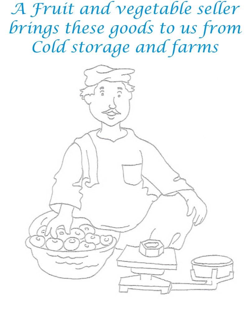 Fruit Seller printable coloring page for kids
