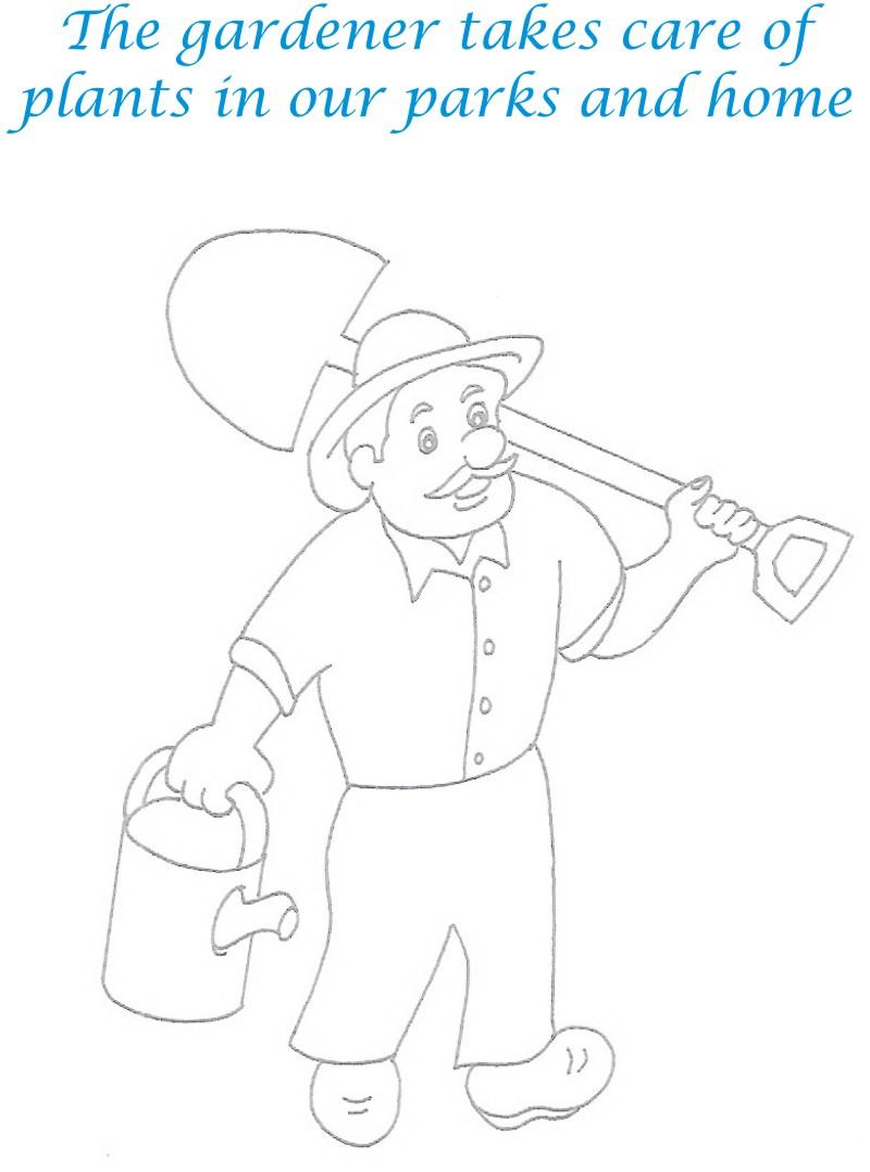 Gardener printable coloring page for kids