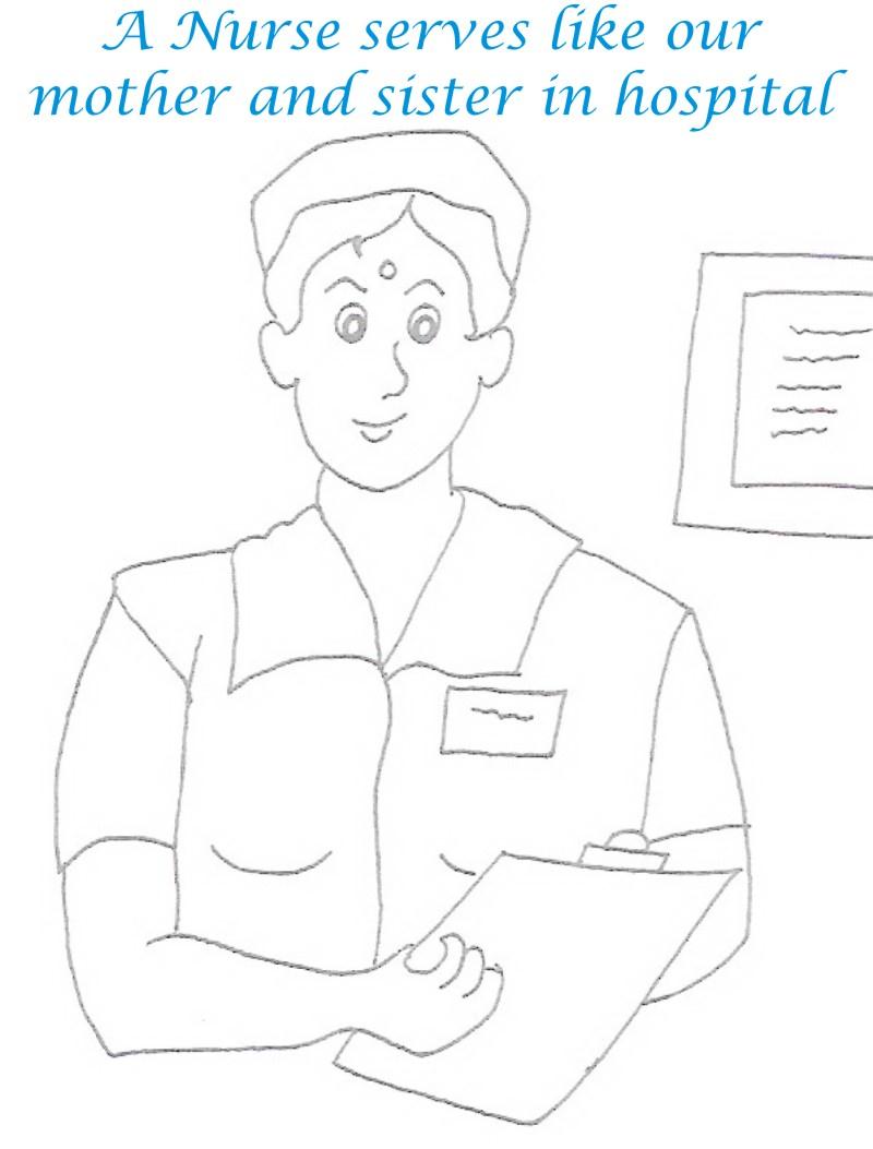 Nurse printable coloring page for kids