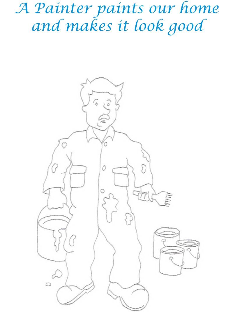 Painter printable coloring page for kids