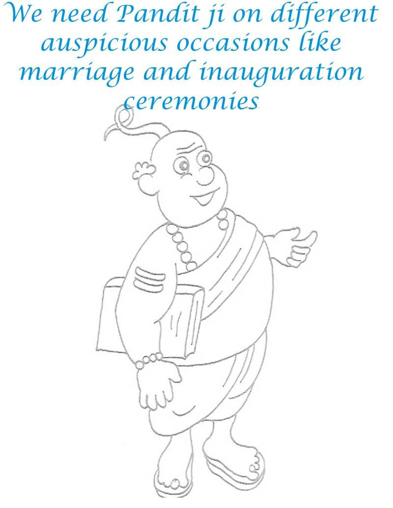 Panditji coloring printable page for kids