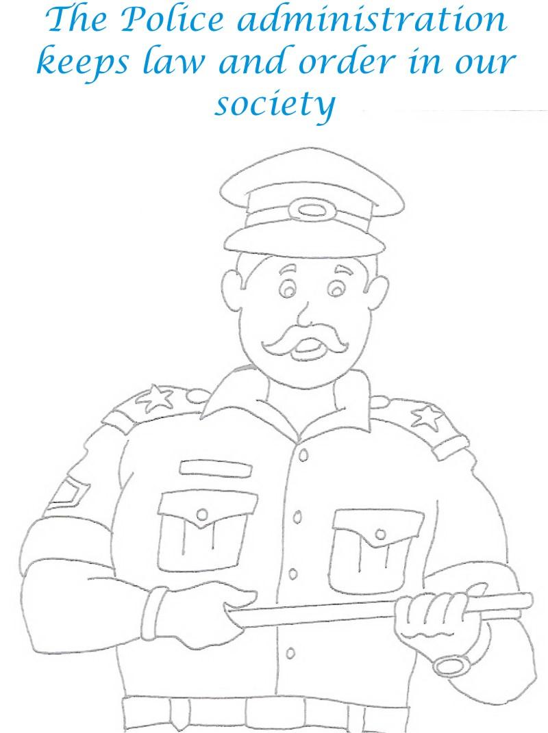Policeman printable coloring page for kids