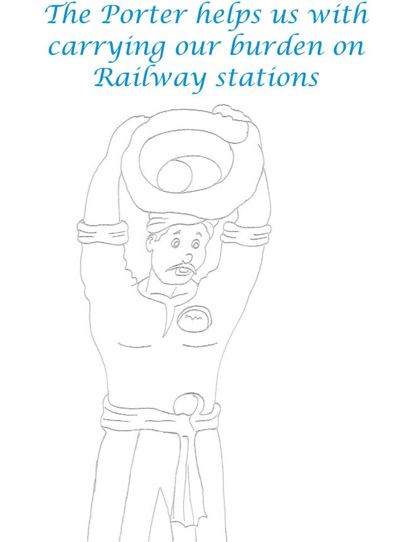 Porter printable coloring page for kids