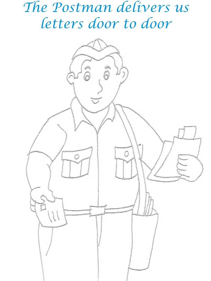 Postman printable coloring page for kids