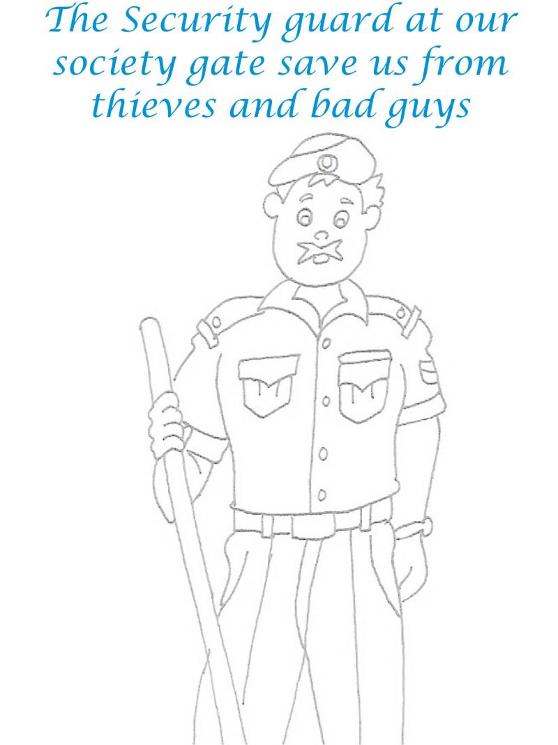 Security Guard printable coloring page for kids