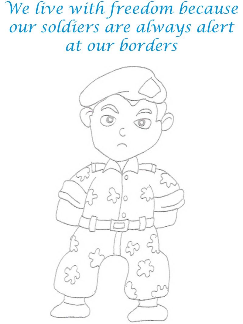 Soldier printable coloring page for kids