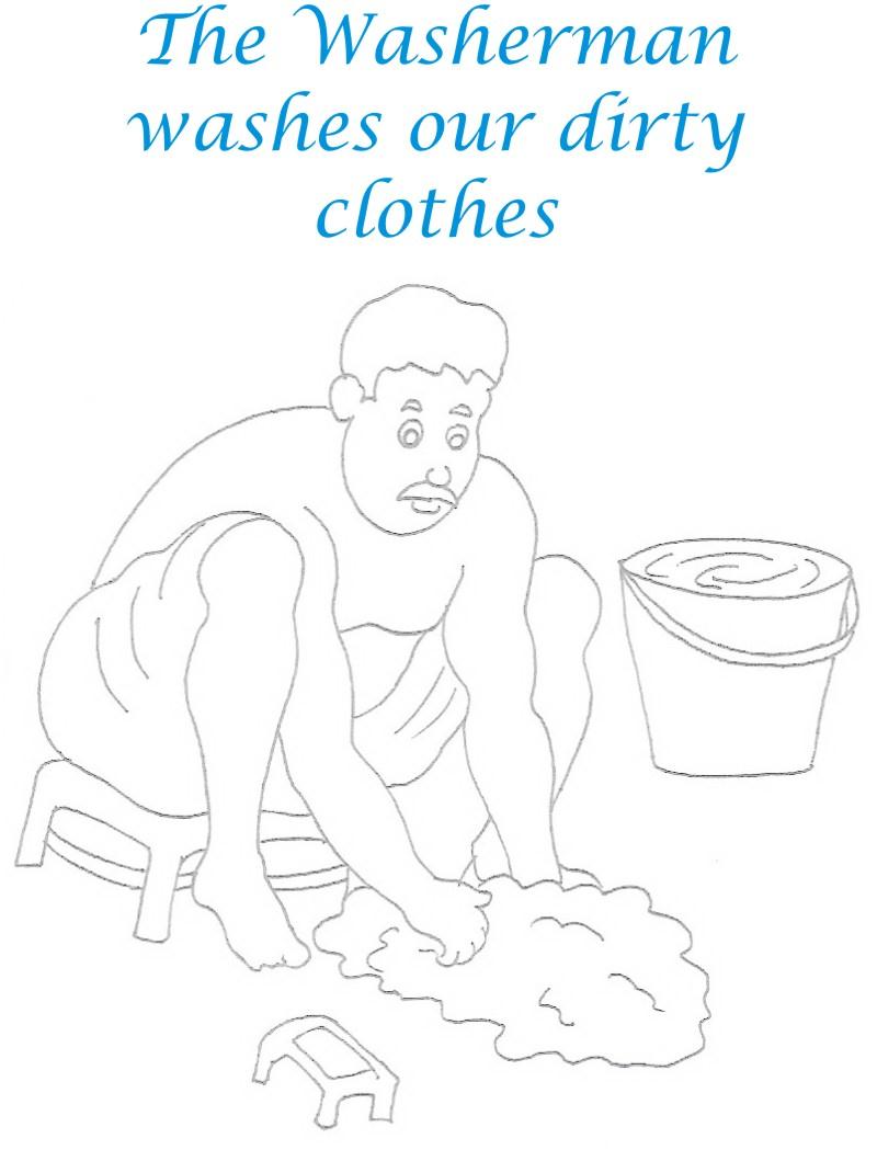 Washer man coloring printable page for kids
