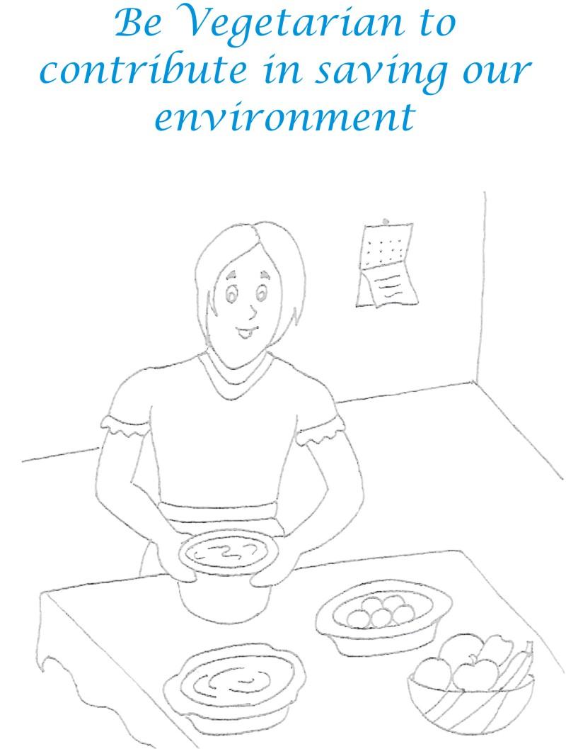 Be Vegetarian Coloring Page
