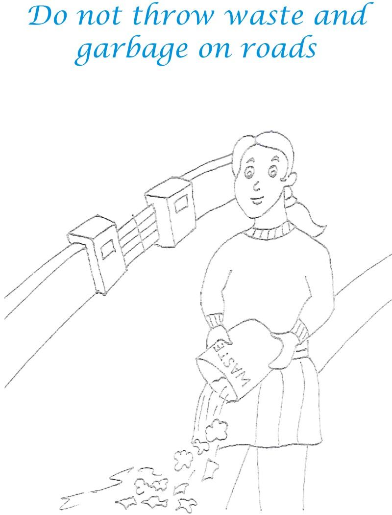 Garbage on Roads Coloring Page