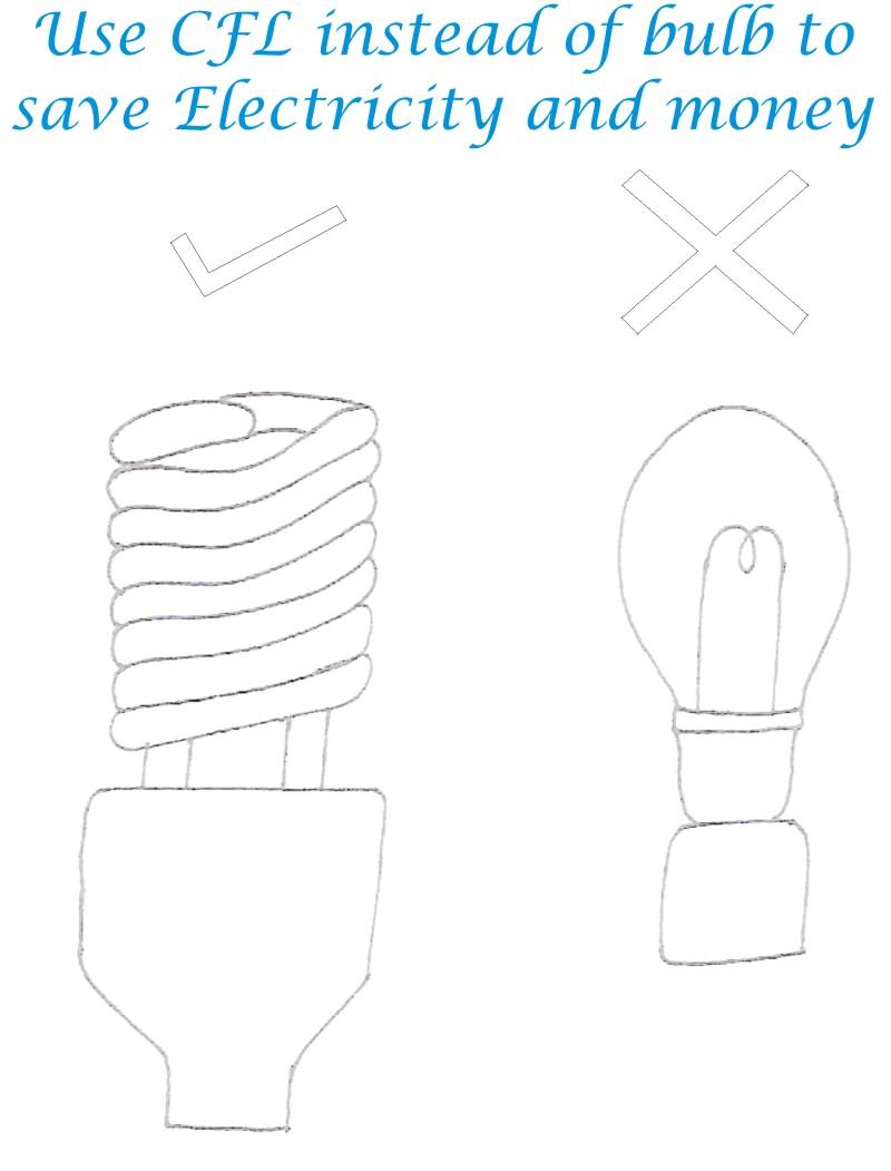 Use CFL Save Electricity Coloring Page