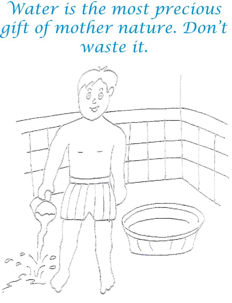 Save Water Save Environment Coloring Page