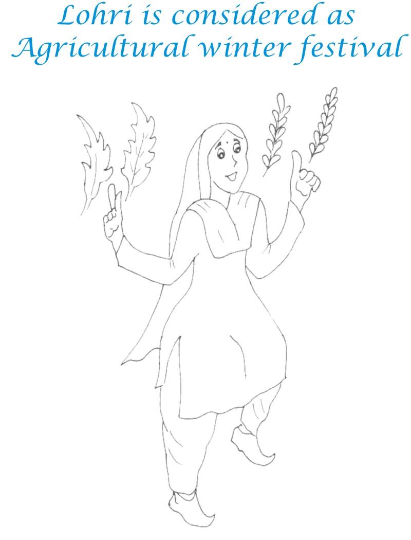 Lohri Agricultural festival coloring page for kids