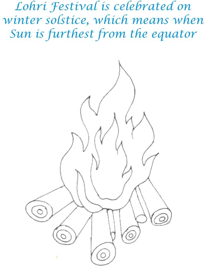 Lohri Fire Printable coloring page for kids