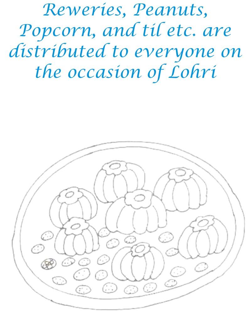 Lohri Sweets Printable coloring page for kids