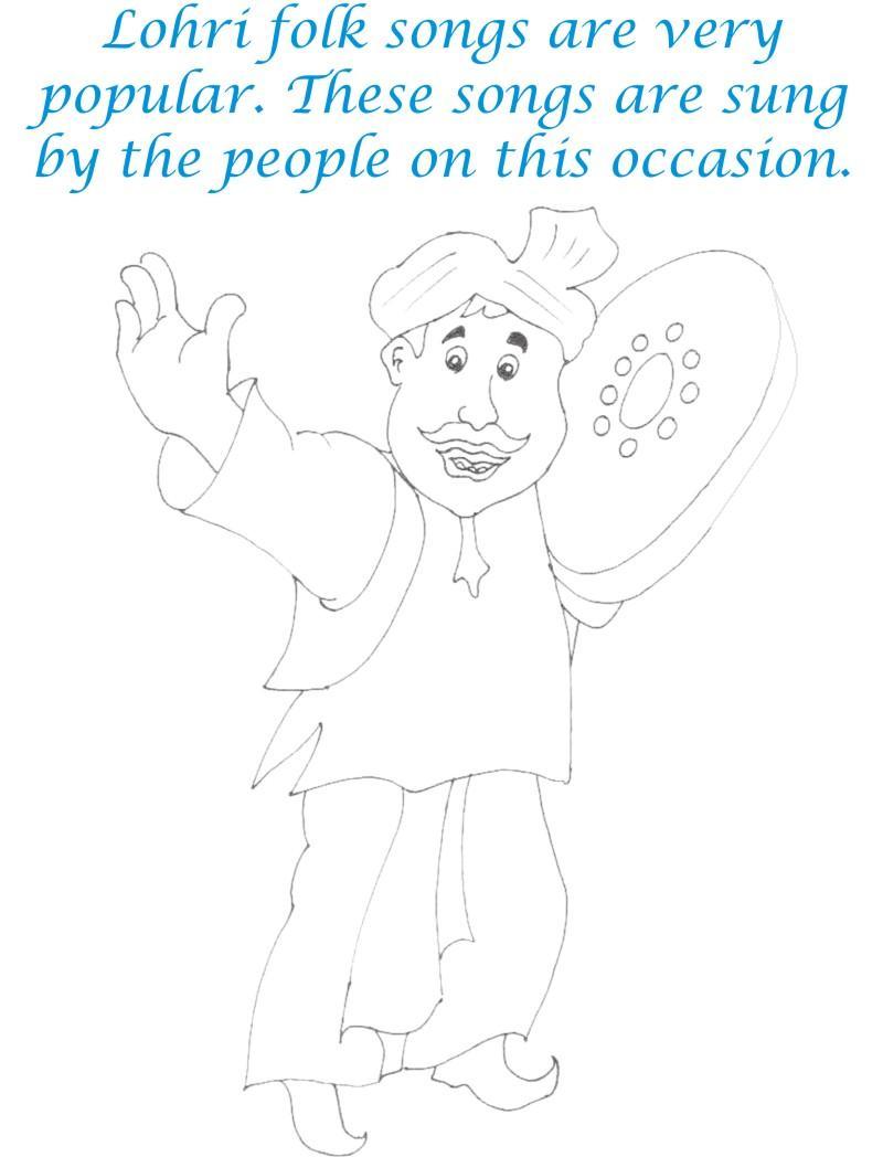Lohri Folks Songs Printable Coloring Page for kids