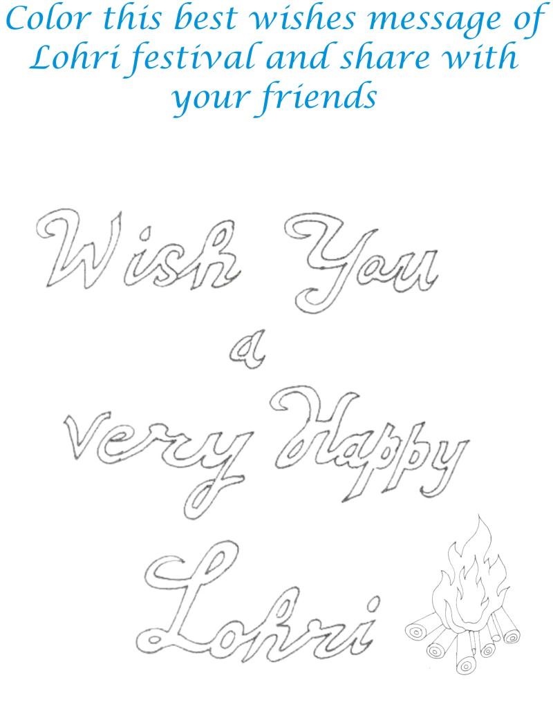 Lohri Wishes Coloring Printable Page for kids