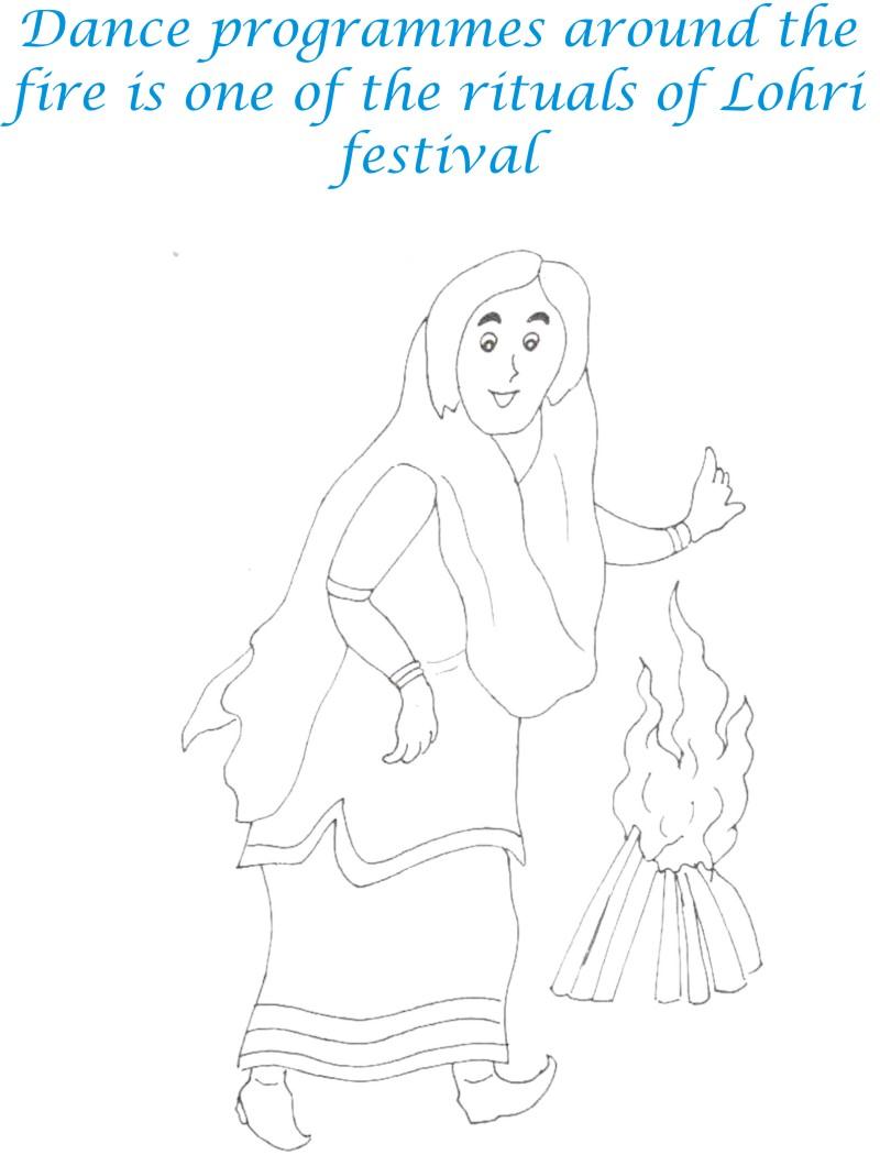 Lohri Rituals Coloring Printable Page for kids