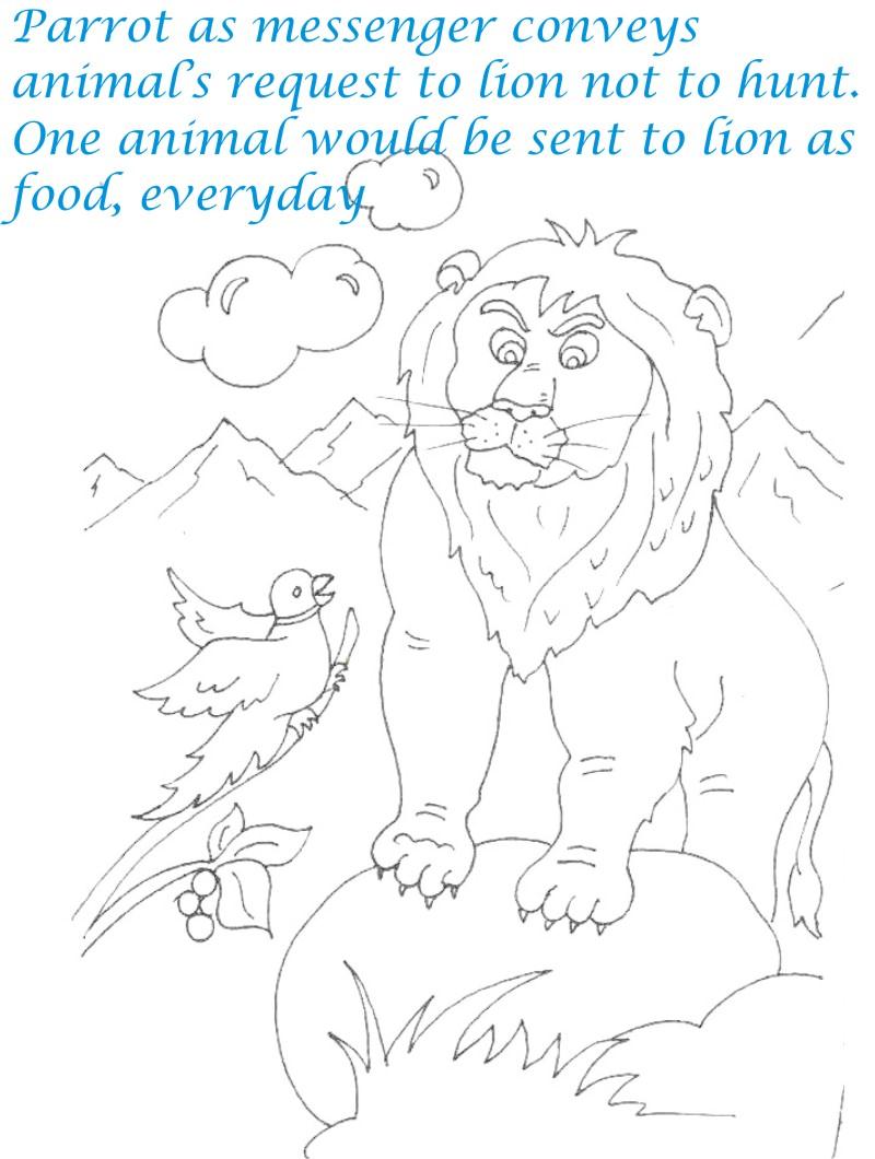 Animal message to lion coloring page for kids