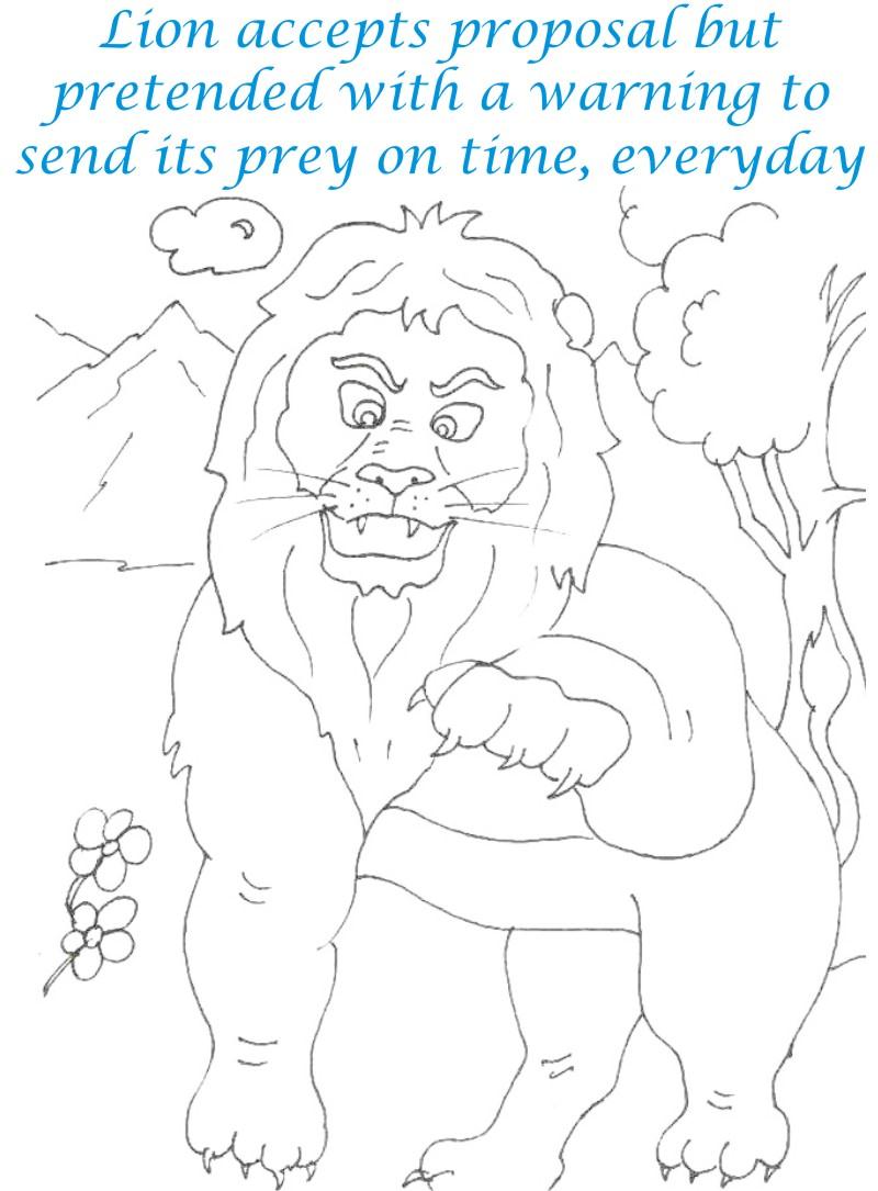 Lion speaks in anger coloring page for kids