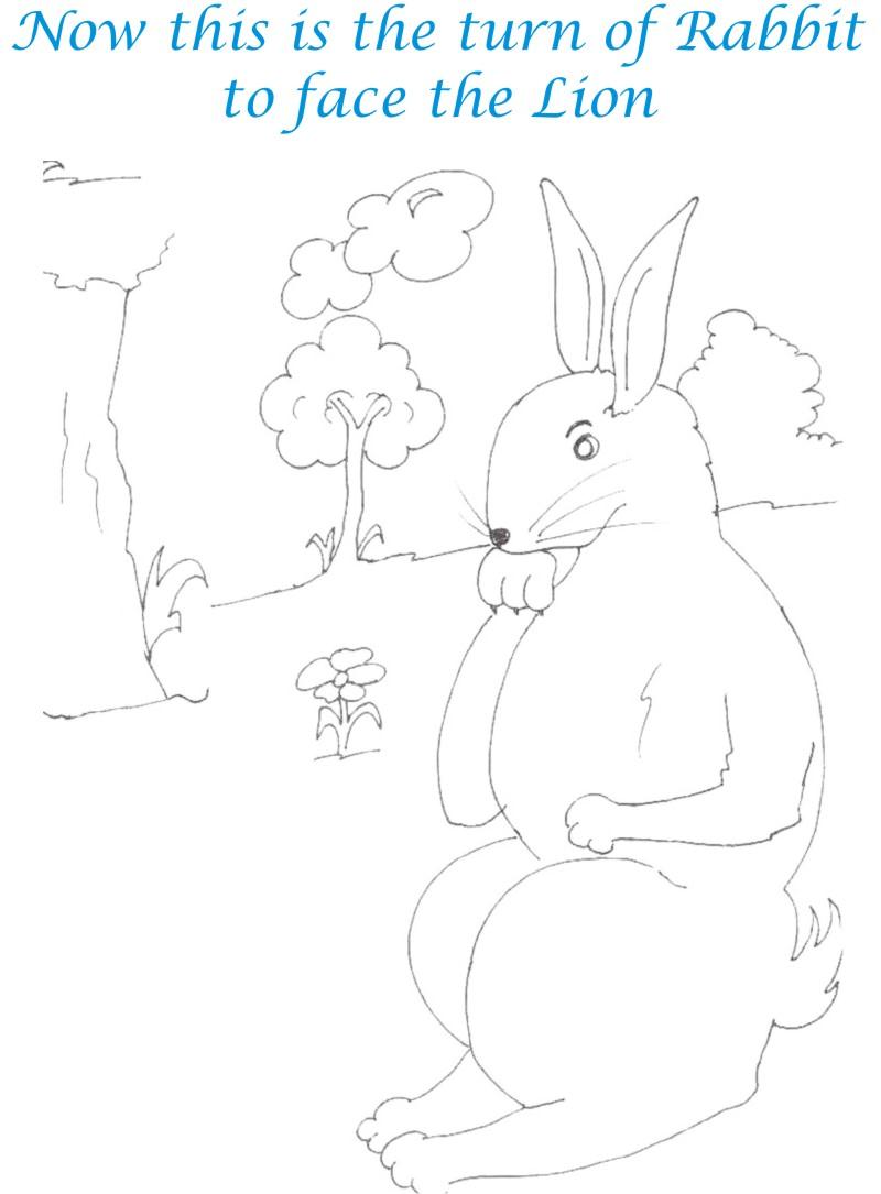 Rabbit in thought coloring page for kids