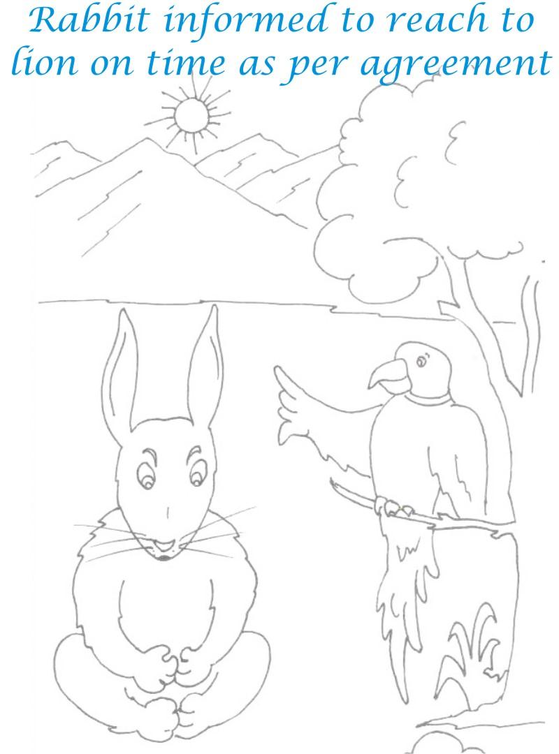 Parrot talks to Rabbit coloring page for kids