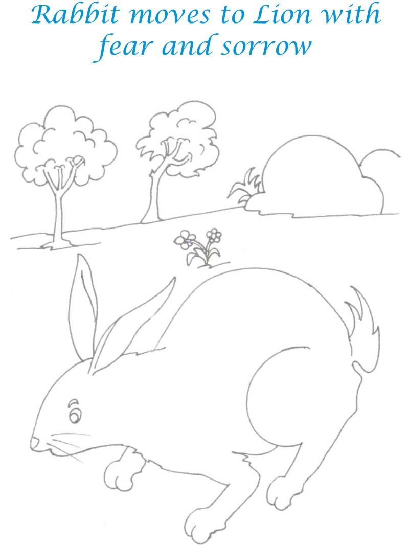 Rabbit on the way coloring page for kids