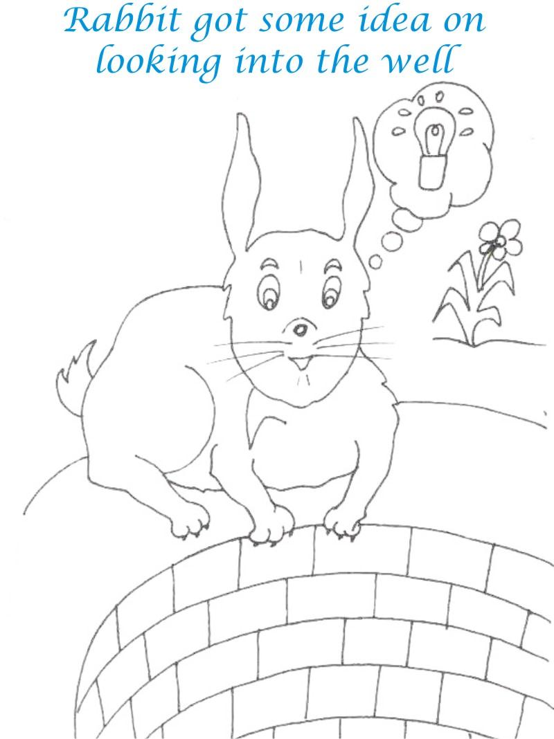 Rabbit got idea coloring page for kids