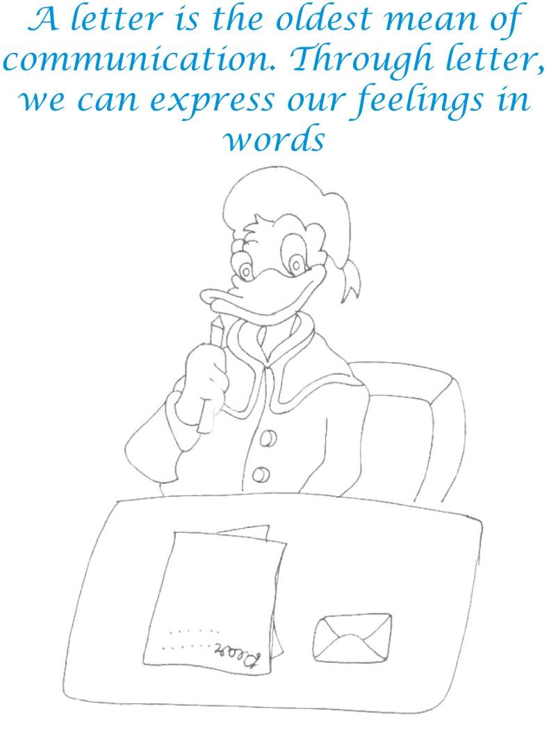 Letter communication medium coloring page for kids