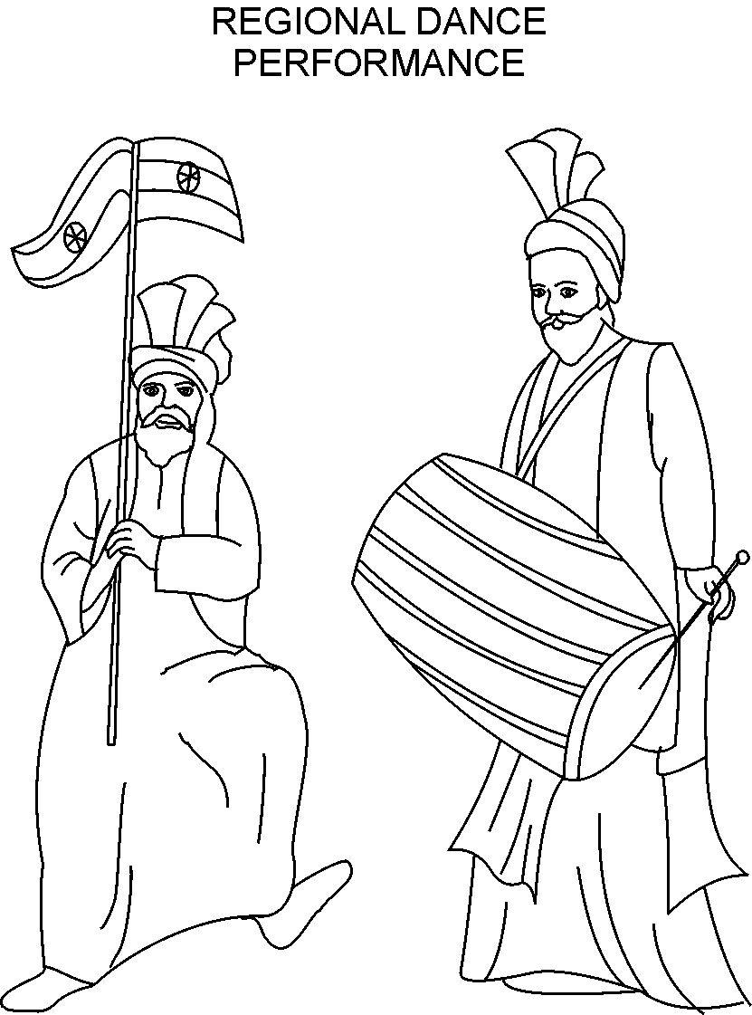 Republic day dance performance coloring page