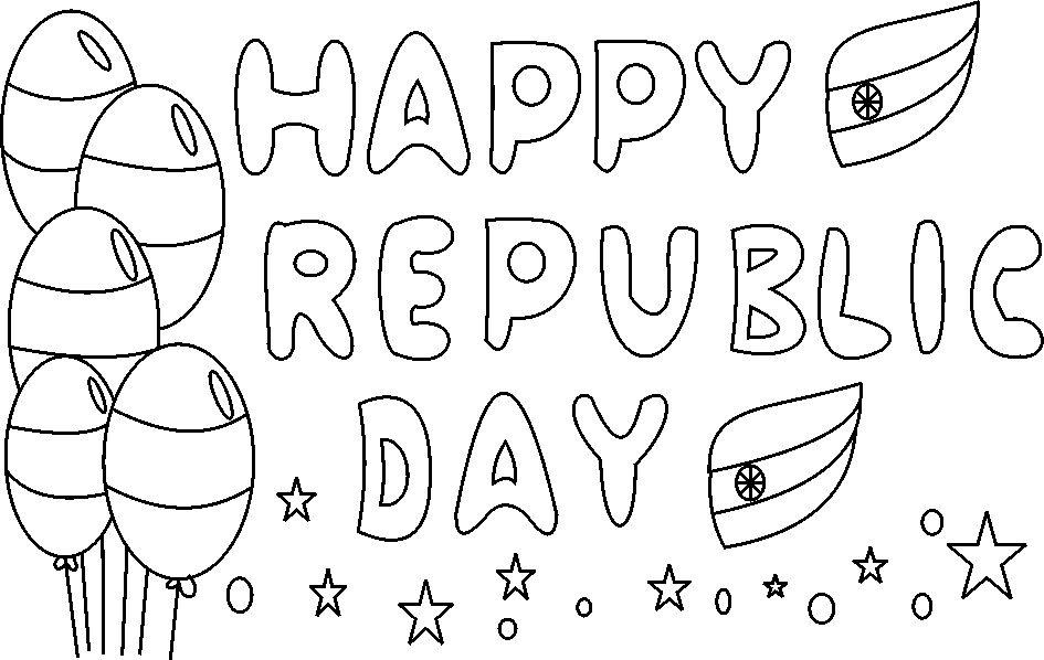 Happy Republic day coloring page