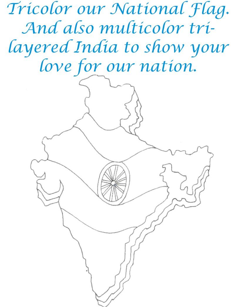 India Tri-layered printable coloring page for kids