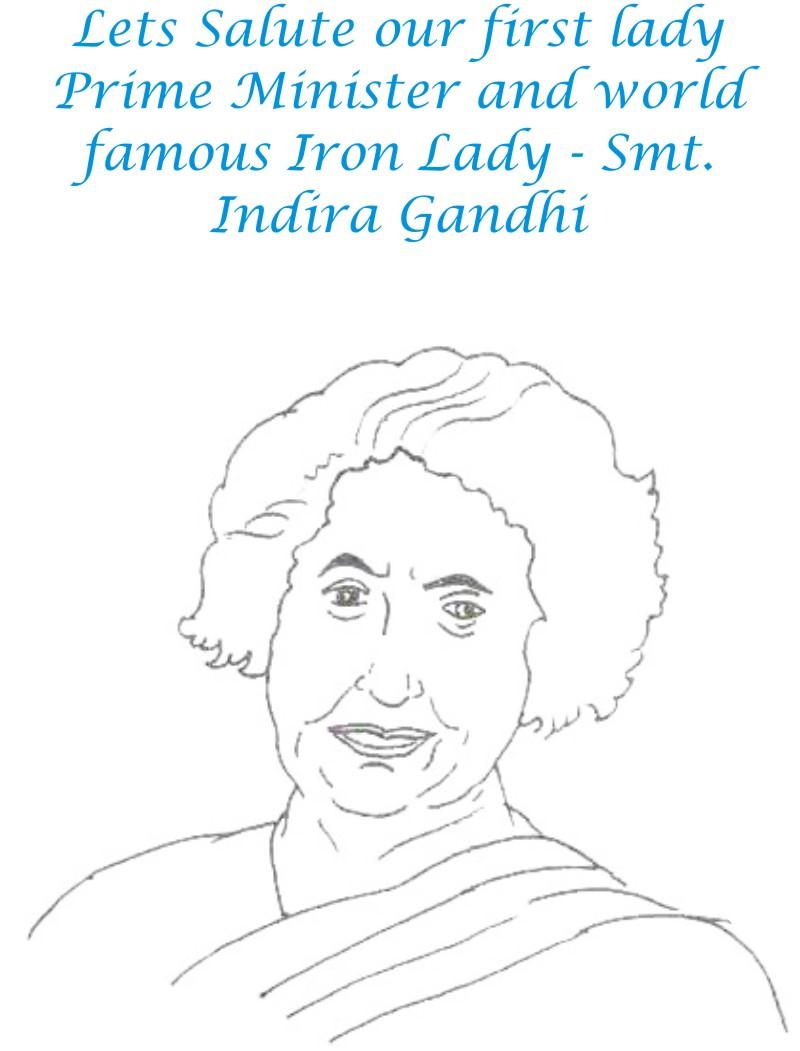 Indira Gandhi Coloring page for kids