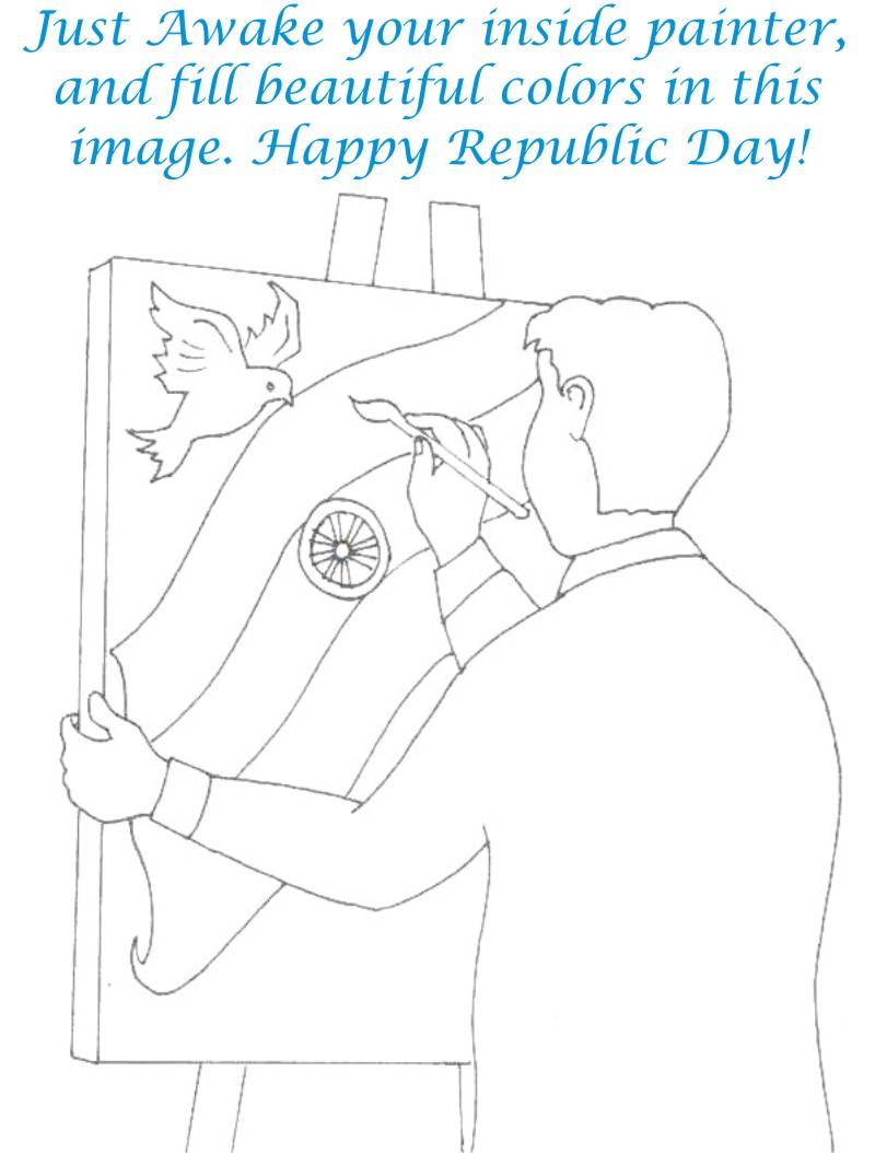 Painting India coloring page for kids