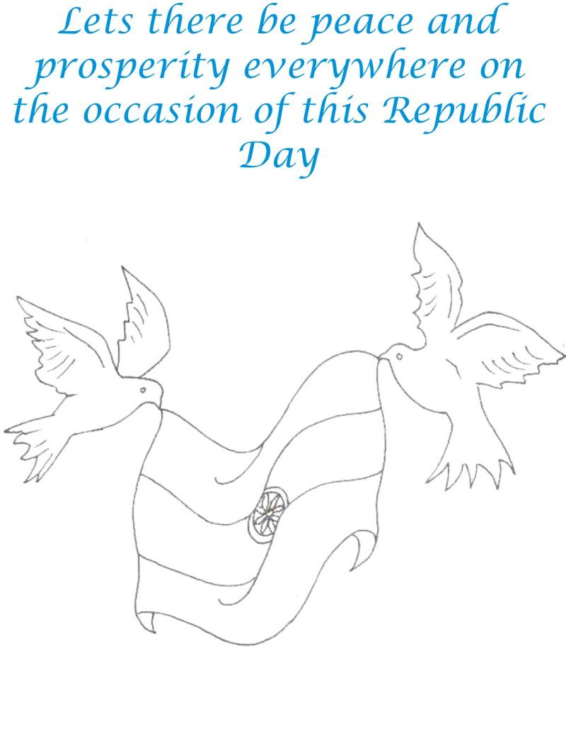 Pigeons with flag coloring page for kids