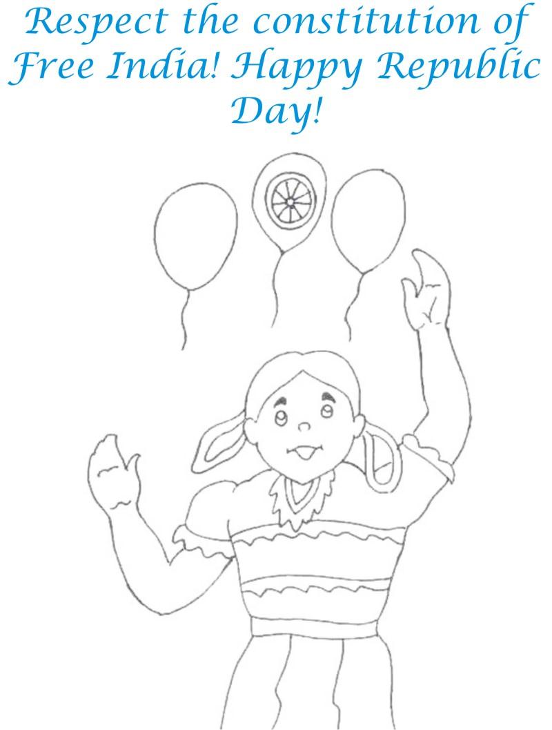 Girl with balloon coloring page for kids