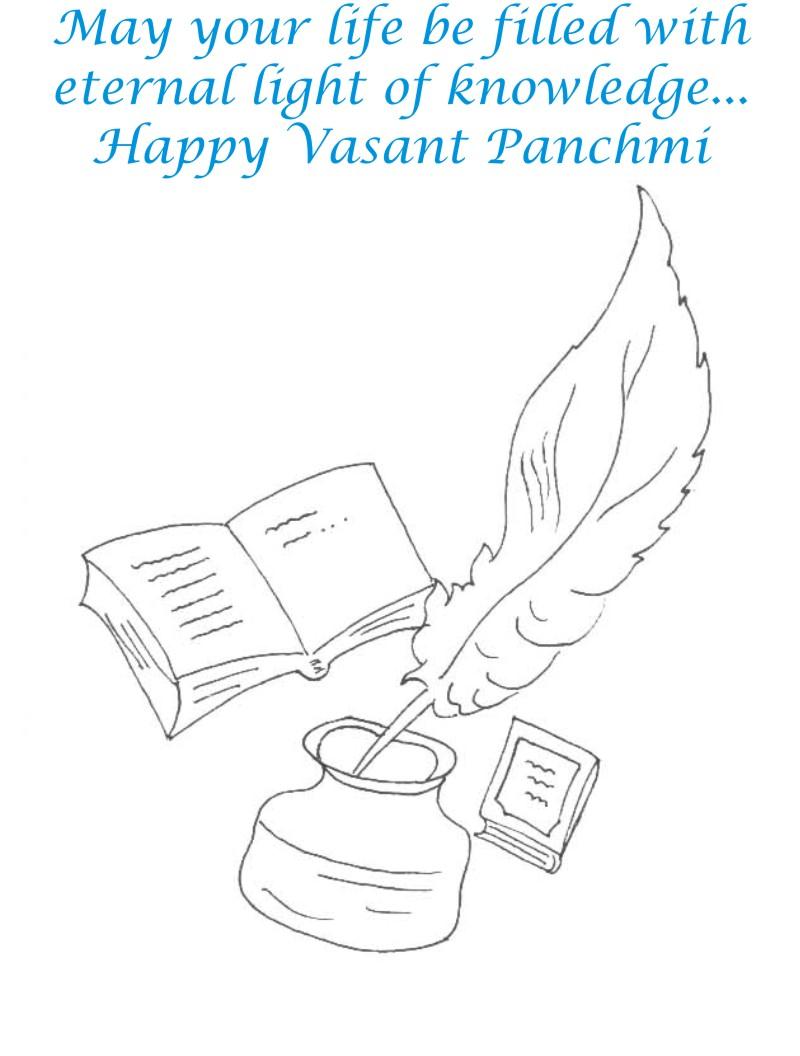 Vasant Panchmi Card coloring page for kids