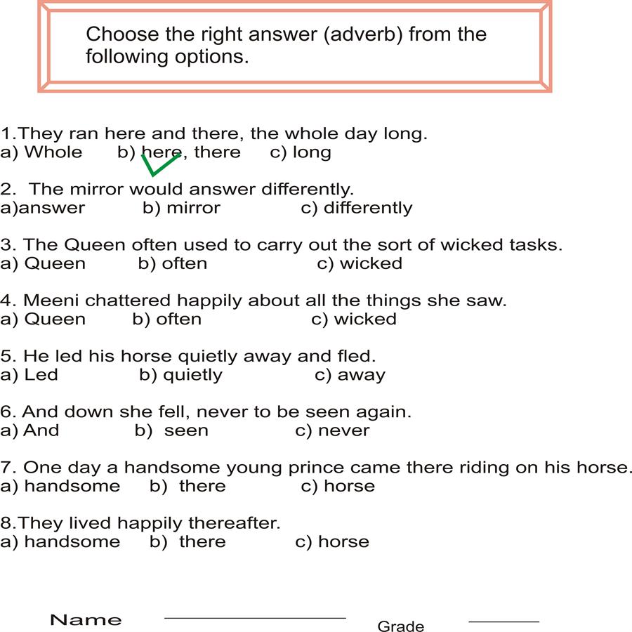 Choose the best option. adverbs modify