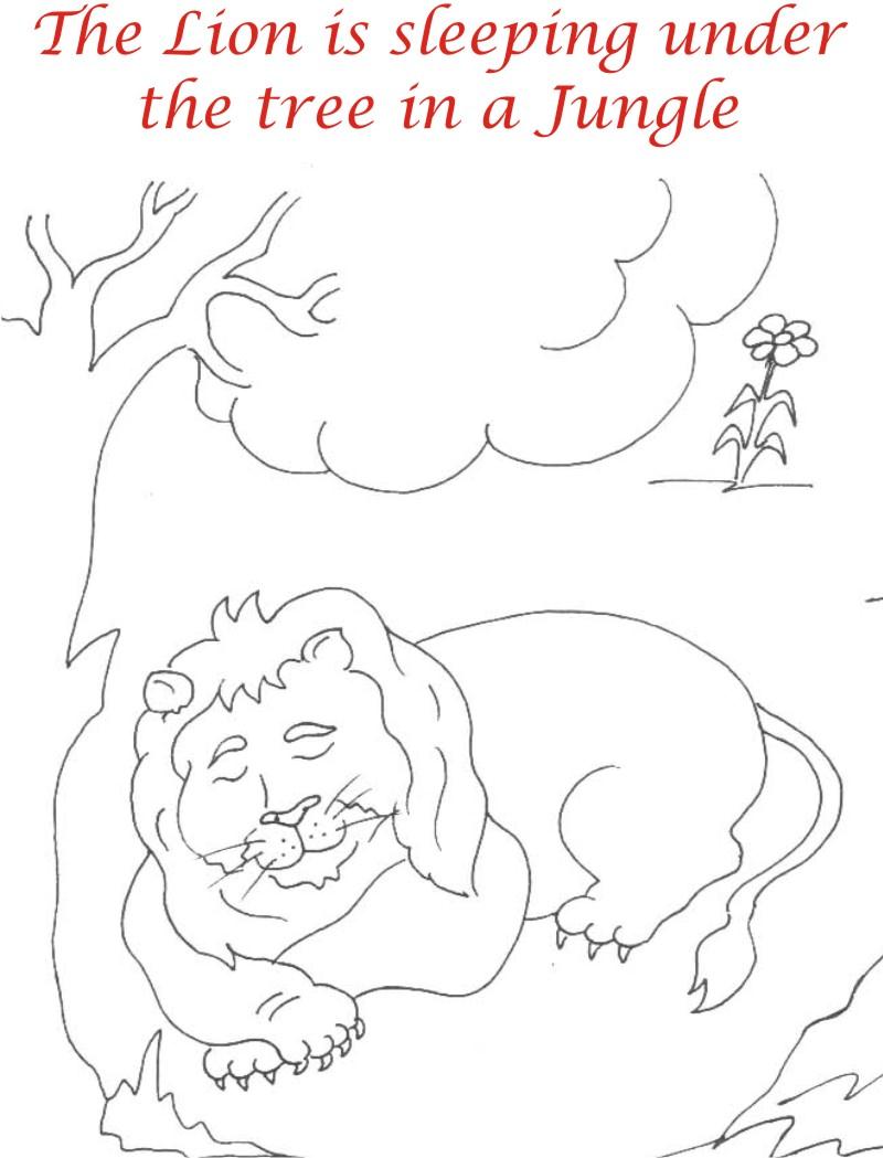 The Sleeping Lion Coloring Page Printable for kids