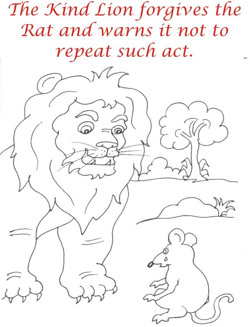 The lion warns rat coloring page for kids