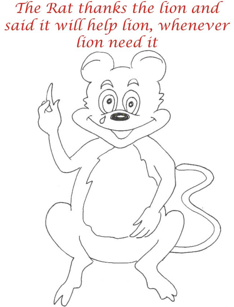 Rat thanks lion coloring page for kids