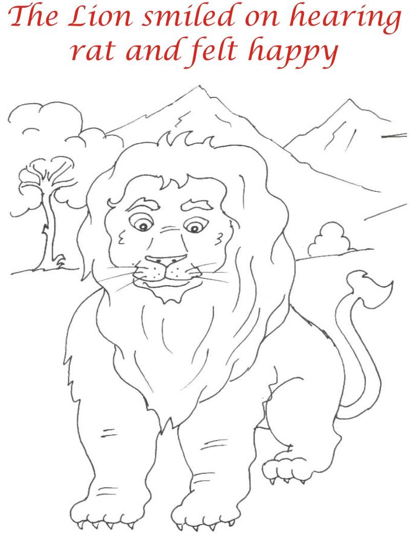 The happy lion coloring page for kids
