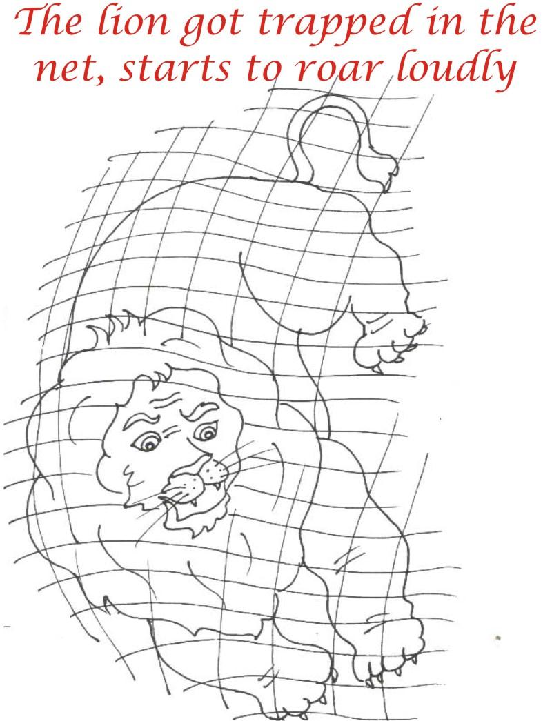 The Trapped Lion coloring page for kids