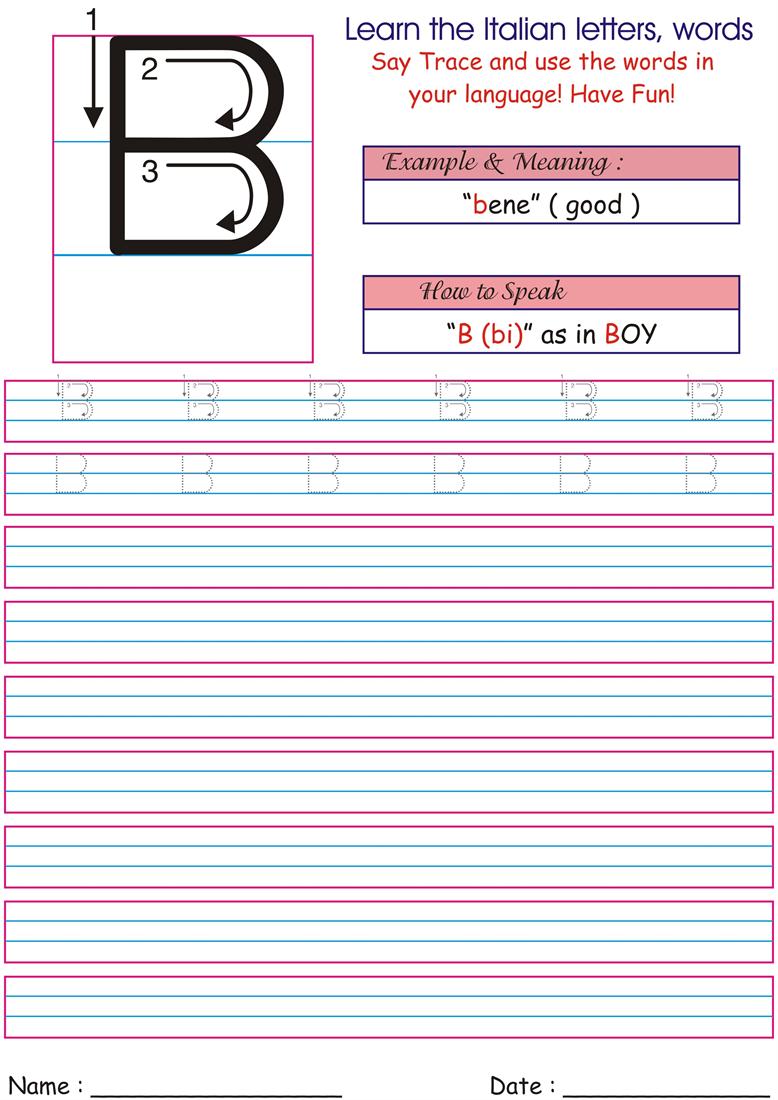 worksheet Italian Worksheets italian letters worksheets for kids bi