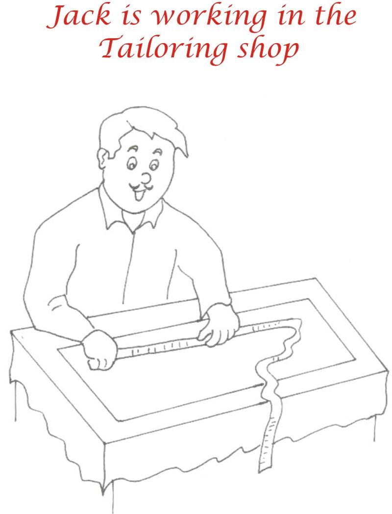 Jack working at shop coloring printable for kids