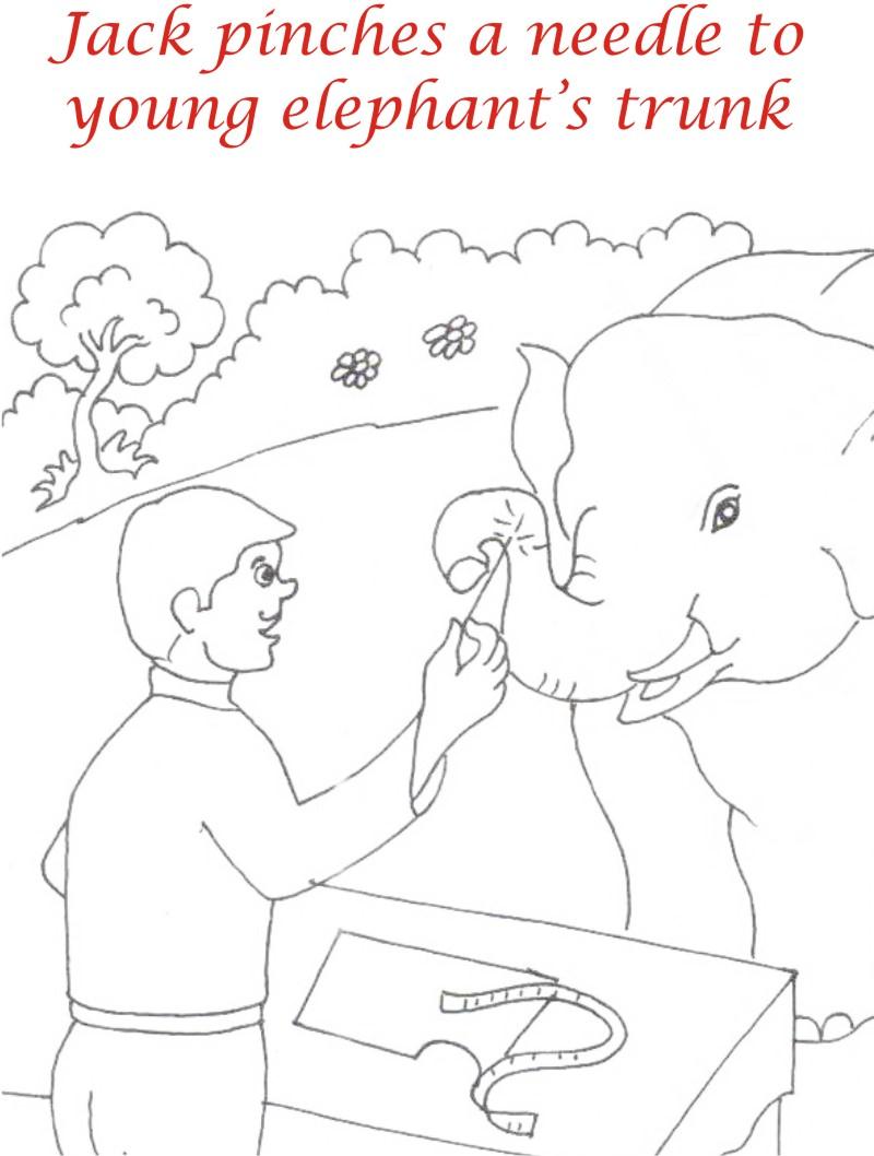 Jack needles elephant coloring page printable