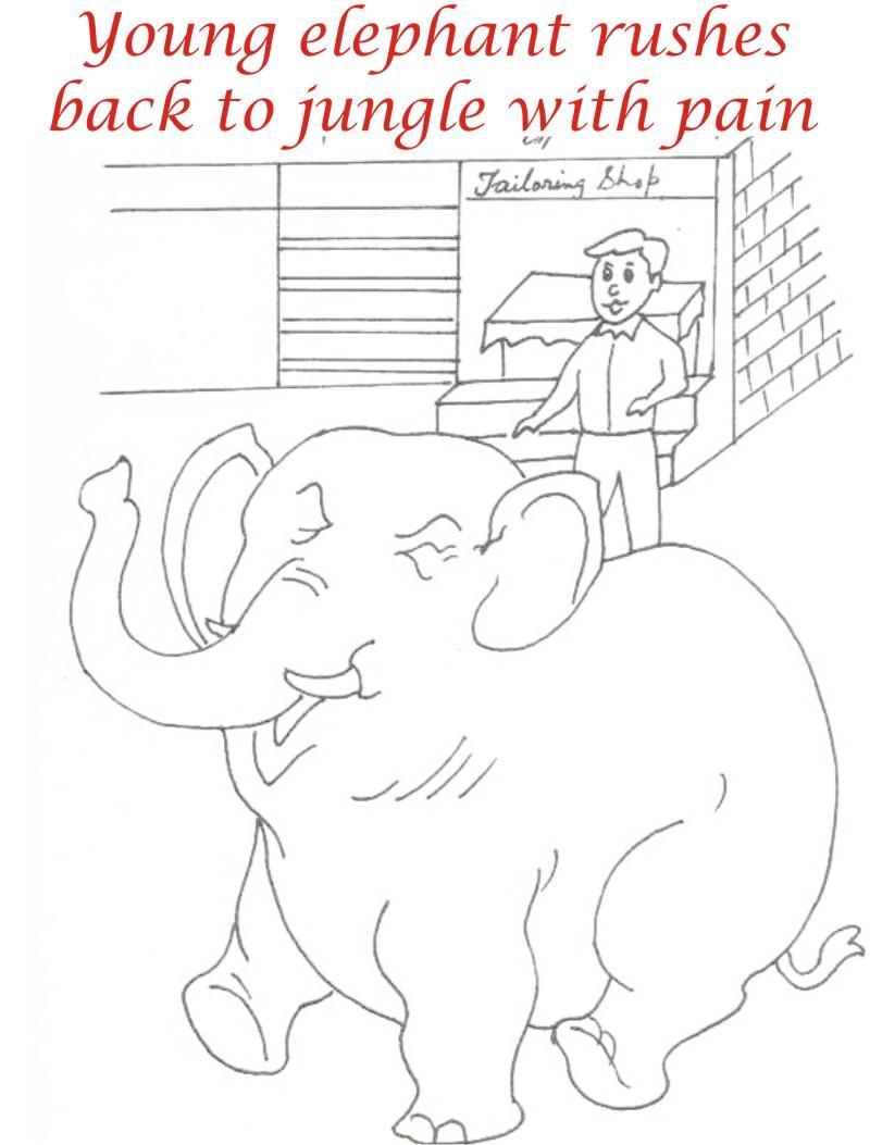 Elephant rushing coloring page printable for kids