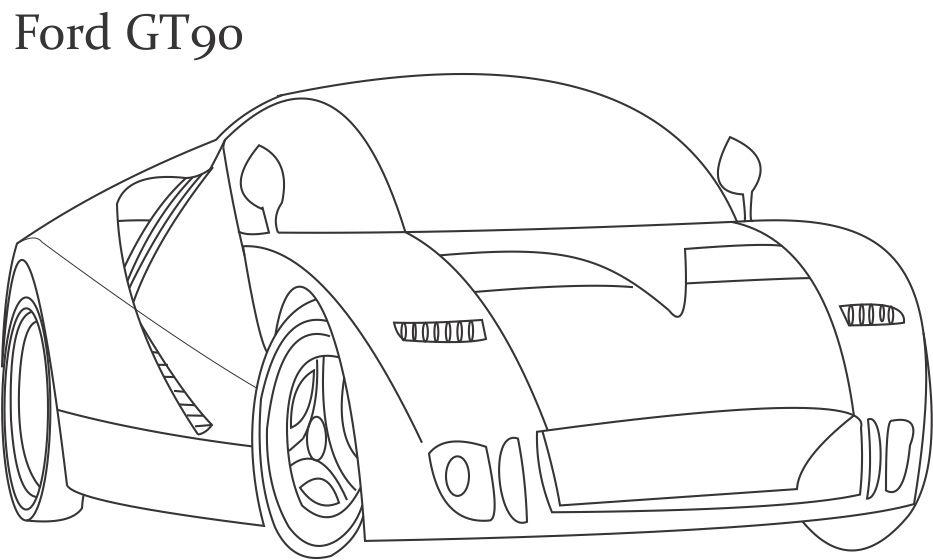 Super car Ford Gt coloring page for kids